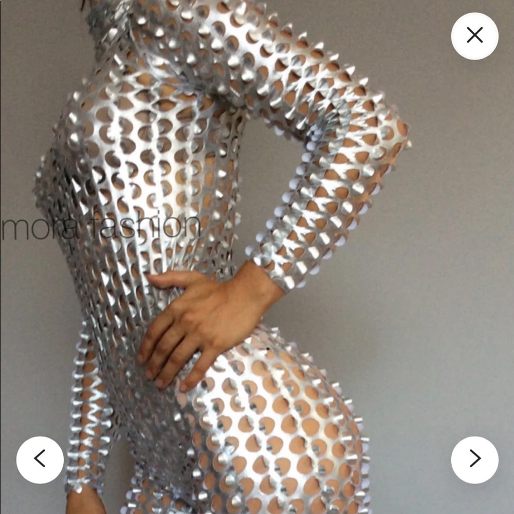 Silver body suit